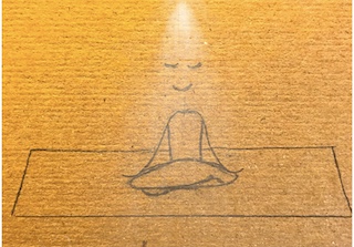 pencil sketch of person with smile sitting in meditation