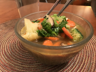 a bowl of soba noodle soup