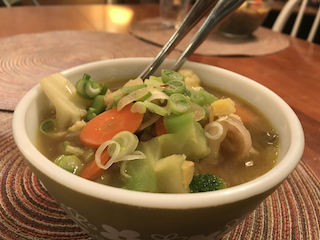 a bowl of soba noodle soup