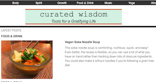 a screenshot of the homepage of CuratedWisdom.com