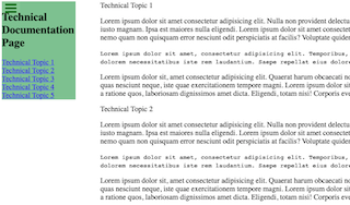 a screenshot of my sample technical documentation page